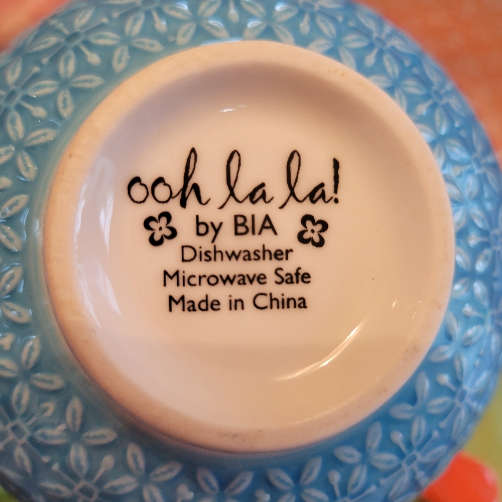 BIA Rice Ramen Cereal Soup Ice Cream Bowls ~ Blue & Orange ~ Pretty! ~ Like New! - Picture 5 of 16
